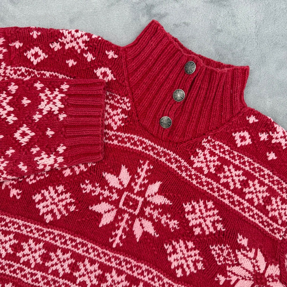 Vintage Lauren Ralph Lauren Fair Isle Snowflake Knit Sweater Womens Petite Large